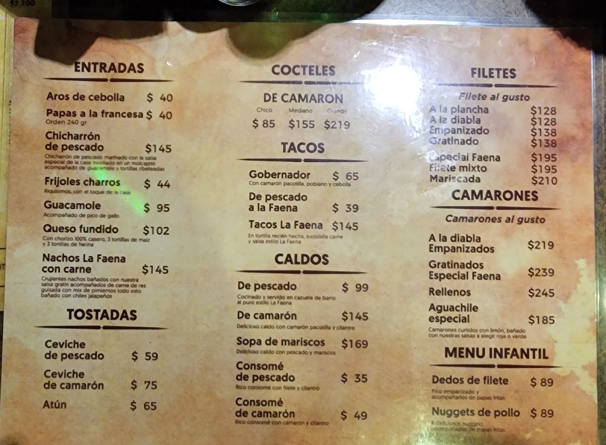 LA FAENA Menu - Image 1